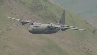 Low level RAF C130J Hercules Mach Loop Wales [upl. by Walczak]