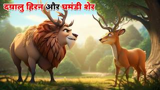 दयालु हिरन और घमंडी शेर  DAYALU HIRAN KI KAHANI  HINDI STORIES  HINDI KAHANIYA  CARTOON STORY [upl. by Ihcego]