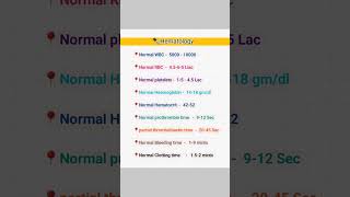 Hematology Normal Values chart  what are normal hematology values [upl. by Htinek]