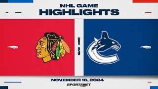 NHL Highlights  Blackhawks vs Canucks  November 16 2024 [upl. by Dodwell]