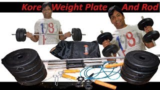 Home Gym  Kore KPVC 20kg Combo Weight Plate With Barbell Rod Unboxing And Review [upl. by Kremer510]