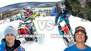 SNOWMOBILE vs SNOWBIKE Whats faster in a race [upl. by Yennej]