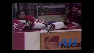 NHL Feb 25 1990 Yvon CorriveauWSH v Shawn BurrDET hit Washington Capitals Detroit Red Wings [upl. by Elletnwahs]