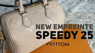 NEW LOUIS VUITTON SPEEDY BANDOULIERE 25 EMPREINTE TURTLEDOVE [upl. by Berardo]