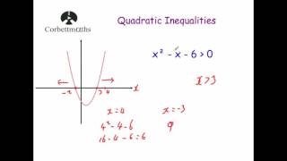 Quadratic Inequalities  Corbettmaths [upl. by Cutty]