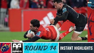 Munster v Ospreys  Instant Highlights  Round 14  URC 202223 [upl. by Fowkes]