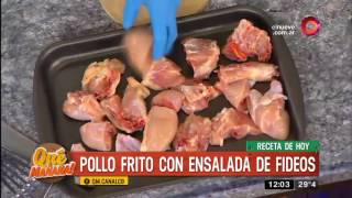 Receta del día Pollo frito con ensalada de fideos [upl. by Rehpotsyrk31]