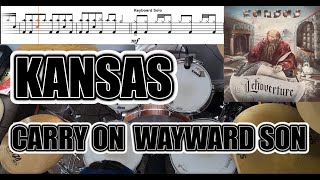 Kansas  Carry On Wayward Son  Drum Cover With SHEET MUSIC [upl. by Eoz]