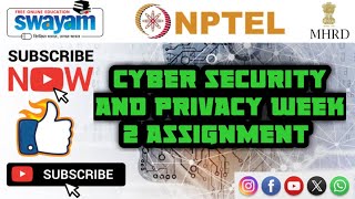 cyber security and privacy  WEEK2 Quiz assignment Answers 2 2024  NPTEL [upl. by Notniuq]