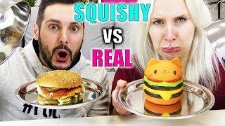 SQUISHY FOOD VS REAL FOOD Challenge  Kaan VS Nina Slow Rising Spielzeug gegen richtiges Essen [upl. by Godfrey]