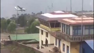 Twin otter overshoots Lukla airport aborted landing scary video [upl. by Aleicarg101]