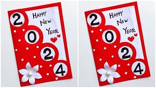 Happy New year card 2024  New year greeting card handmade  DIY New year card 2024 [upl. by Augusta142]