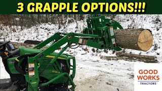 3 Grapple Options For John Deere amp Kubota Tractors Tar River Brush Crusher amp Work Saver Mini [upl. by Acenom]