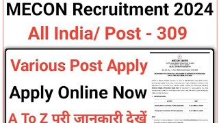 Mecon Limited Ranchi Recruitment 2024 [upl. by Nelag231]