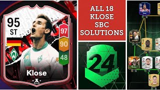 MIROSLAV KLOSE  ALL 18 SBC SOLUTIONS  ICON THROWBACK  MADFUT 24 [upl. by Eceinaj]