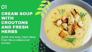 Cream soup from potatoes and leeks plus croutons backed with fresh herbs  Healthy and Delicious [upl. by Coulson]