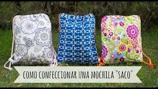 DIY  Confeccionar una mochila estilo saco  How to make a quotDrawstring Backpackquot  MANNEKEN [upl. by Okkin828]