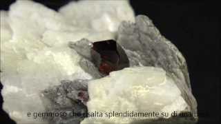 Spessartine garnet cristal on Albite with Muscovite [upl. by Deni2]