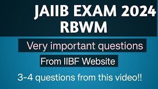 VERY very IMPORTANT QUESTIONS FOR RBWM jaiib [upl. by Amzaj]