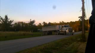 84 Freightliner 3406B Pulling Corn out of the Field [upl. by Taber]