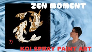 Japanese koi fish give you strength  spray paint art [upl. by Eedyak]