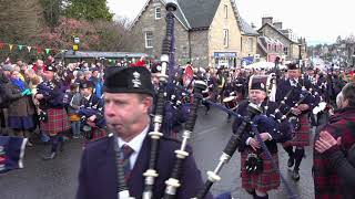 The Vale Of Atholl Pipe Band march off to quotCock o The Northquot on Atholl Road in Pitlochry Scotland [upl. by Giefer]