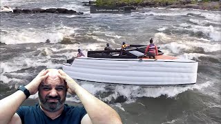 GIANT INFLATABLE YACHT Can it handle Whitewater RAPIDS  BenSabers Reacts [upl. by Acnaib]