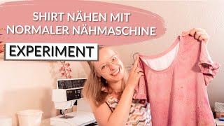 Jersey nähen ohne Overlock  Experiment TShirt nähen mit der Haushaltsnähmaschine [upl. by Tesler892]