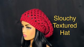 Slouchy Textured BeanieHat  Crochet Tutorial [upl. by Magee]