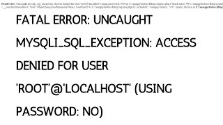 How to Solve  Fatal error Access denied for user rootlocalhost using password NO [upl. by Hannis303]