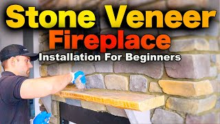 How To Install Stone Veneer On A Fireplace  STEP BY STEP Guide [upl. by Faucher]