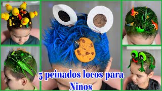 5 increíbles peinados locos para niños 😍🤪 [upl. by Yajnas323]