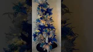 WOW 2024 Christmas decor  Decorate Flocked christmas tree with Blue decoration xmas [upl. by Annemarie]