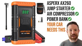 This should be in all of our cars AsperX AX260 Review JumpStarter Portable AirCompressor [upl. by Nonnelg871]