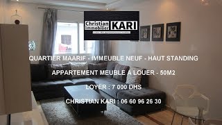 Maarif Appartement Meublé A louer 55m2 Loyer 5 500 Dhs [upl. by Dwane]