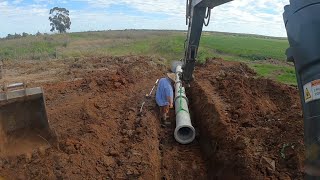 Excavator removing old pipes to replace amp widen crossing [upl. by Aiem]