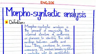 Morphosyntactic analysis ENG206 4thsemester pu [upl. by Sheree]