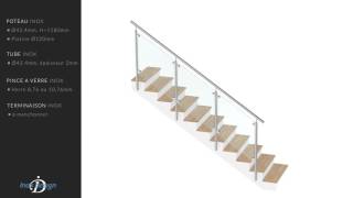 garde corps escalier verre kit 3m pose laterale [upl. by Proudlove]