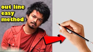 The GOAT Tamil Movie Vijay Drawing  Outline Grid Method  Vijay drawing easy [upl. by Beard]