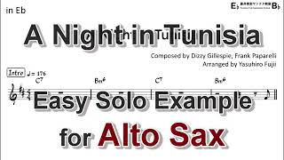 A Night in Tunisia Dizzy Gillespie  Easy Solo Example for Alto Sax [upl. by Eimmas]