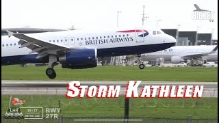 LIVE StormKathleen at London Heathrow Airport [upl. by Leahcimnoj184]