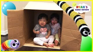 Twins baby hiding and playing in a box Family fun kids pretend playtime with Ryans Family Review [upl. by Graces]