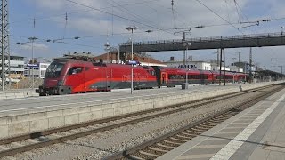 Zwei Railjets mit schöner Tonleiter im Bahnhof Rosenheim [upl. by Bryanty]