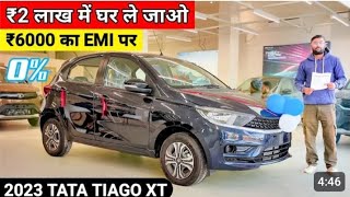 tata Tiago xt 2024 model review on road Price loan deatels par month ka emi best car 6 lack [upl. by Atteloj]