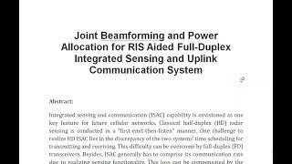 Joint Beamforming and Power Allocation for RIS Aided Full Duplex Integrated Sensing and Uplink Commu [upl. by Slinkman941]