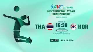 LIVE  THA VS KOR  22nd Asian Mens U20 Volleyball Championship [upl. by Harts]