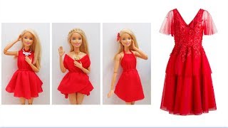 👗 DIY 4 in 1 Barbie Dress Making Easy No Sew Clothes for Barbies Creative for Kids [upl. by Poree]