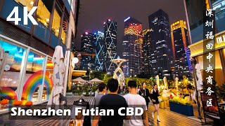 Night Walk Around Futian CBD in Shenzhen China  4K Walking Tour Video [upl. by Cung17]