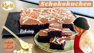 Saftiger Schokokuchen vom Blech so lecker schnelles amp einfaches Rezeptchocolate cake recipe [upl. by Ahsiekin]