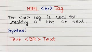 L8  Which tag is used for line break  Break tag in HTML  HTML tutorial [upl. by Columbyne150]